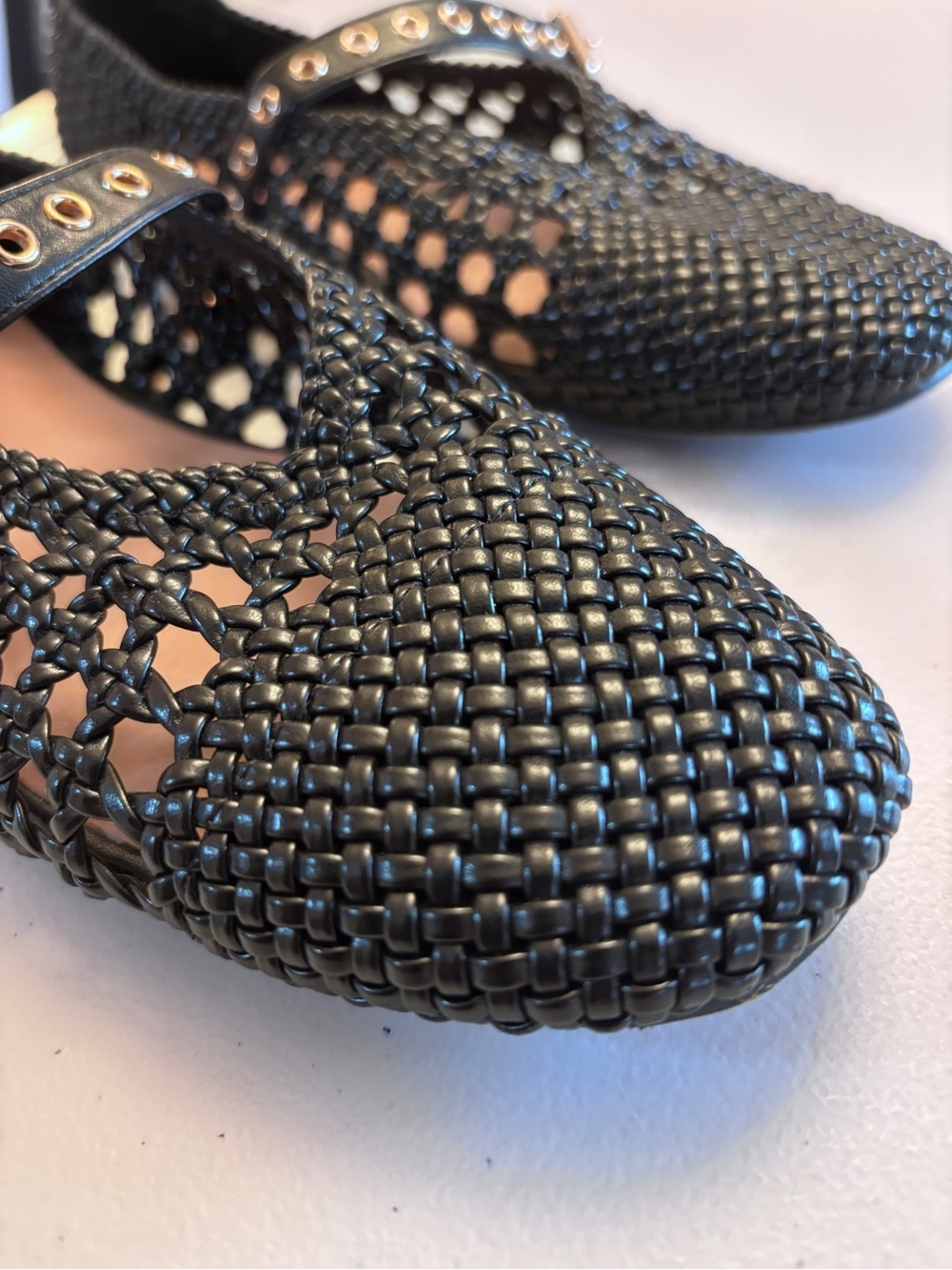 Bibi Lou Woven Moto Ballet Flat Size 40 Mary Jane Eyelet Strap Leather Boho Chic - Picture 6 of 10